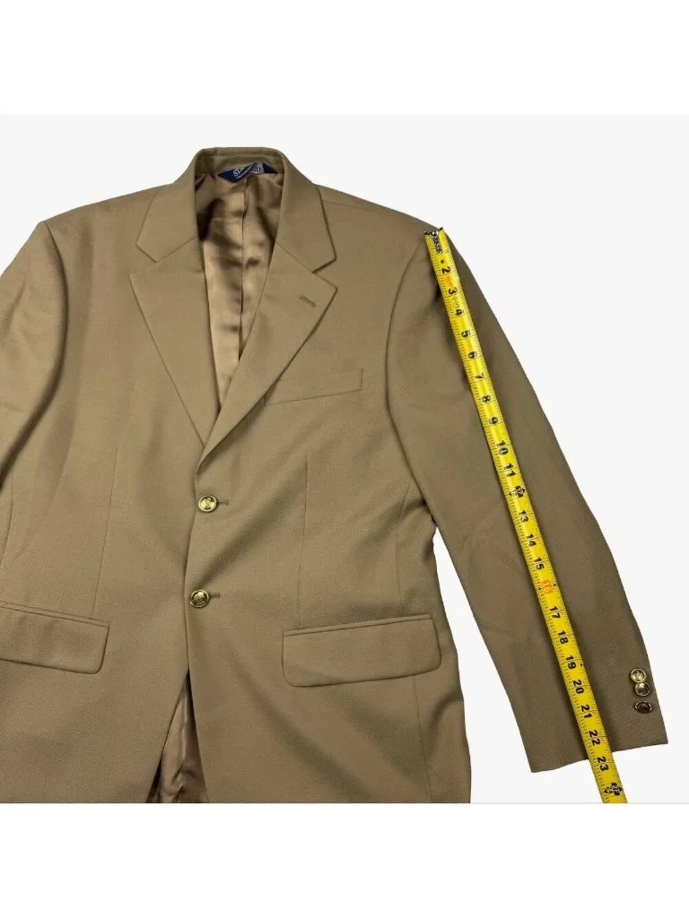 Stafford Men's Wool Blend Gold Button 2-Button Blazer Tan Brown • 40S